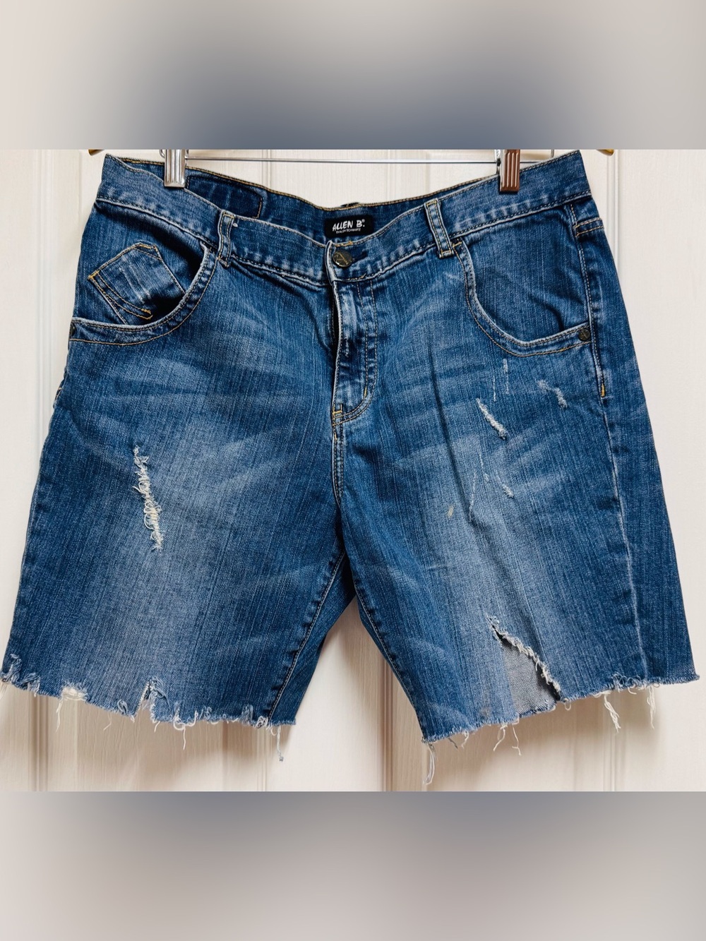 Allen B. By Allen Schwartz Distressed Dark Blue Denim Jean Shorts